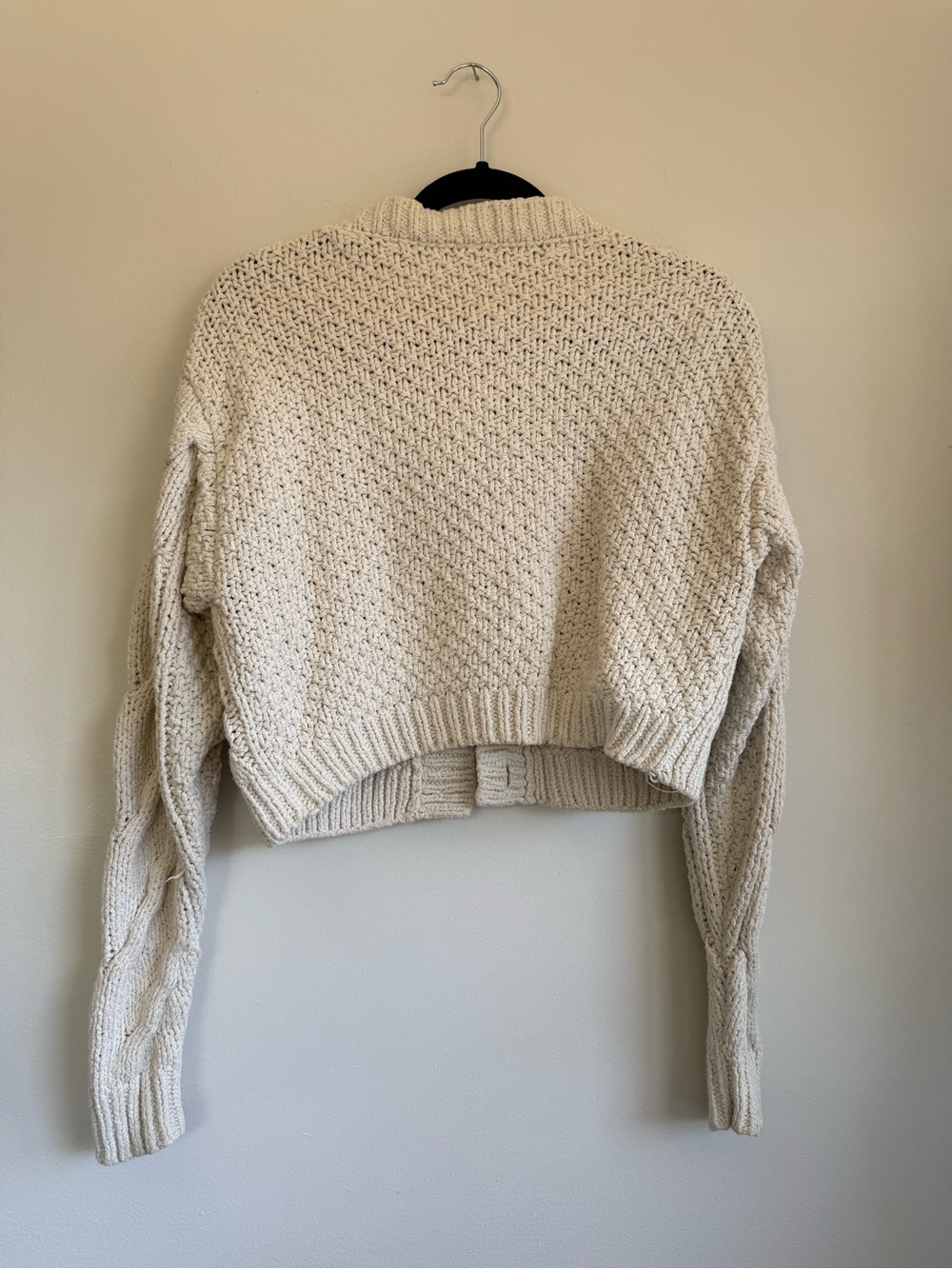 Free People Bonfire Cable Knit Cardi Cream Chunky Cardigan Natural Fiber Cotton - Picture 11 of 11